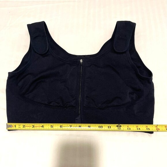 Compression Bra Black Front-Zip Post-Surgery Amoena Pockets Adjustable Straps - Picture 12 of 14